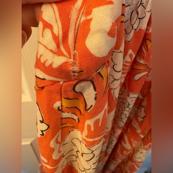 Zara drop waist printed midi dress coral orange size small - Picture 9 of 16